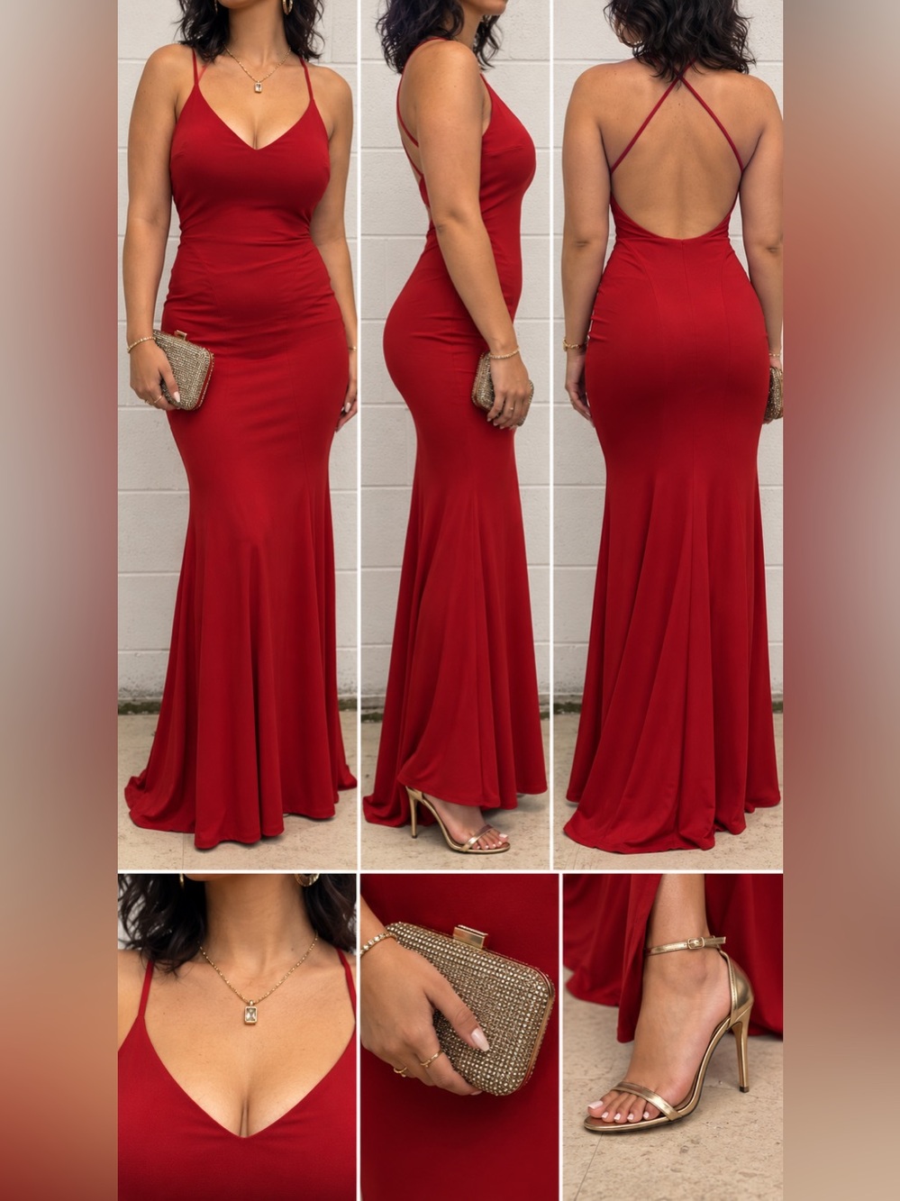 Lucy in the Sky Red High-Low Strappy Evening Dress